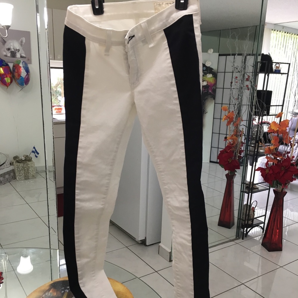 Stylish white and black skinny jeans